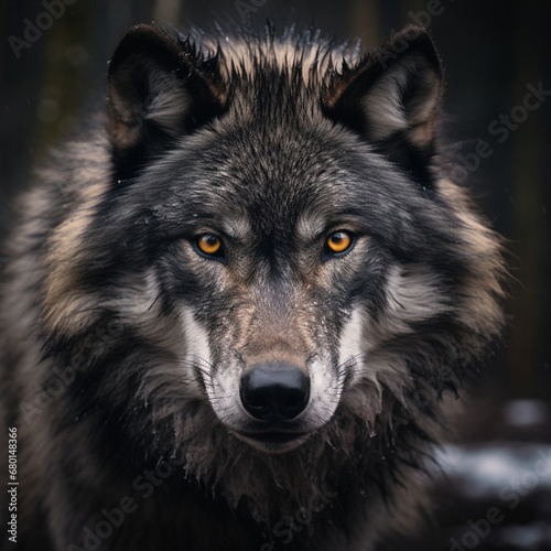 A dominant alpha wolf, showcasing its powerful rule and unstoppable dignity created with Generative Ai