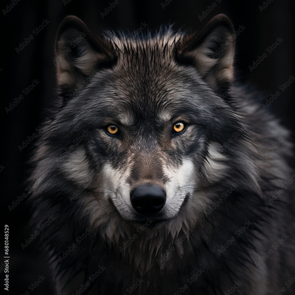 A dominant alpha wolf, showcasing its powerful rule and unstoppable dignity created with Generative Ai