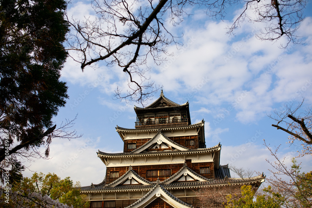 Fototapeta premium Schloss in Hiroshima am Tag