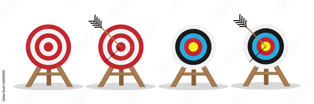 Set of blank targets and with arrows isolated on white background. Design for icons, shooting, archery or business goal targets. Vector illustration. EPS10 Set of blank targets and with arrows isolated on white background. Design for icons, shooting, archery or business goal targets. Vector illustration. EPS10