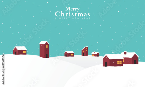 vector merry christmas and happy new year winter season banner with christmas house © Alponso