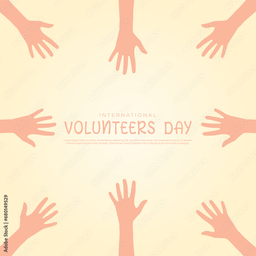vector international volunteers day hand together banner design vector
