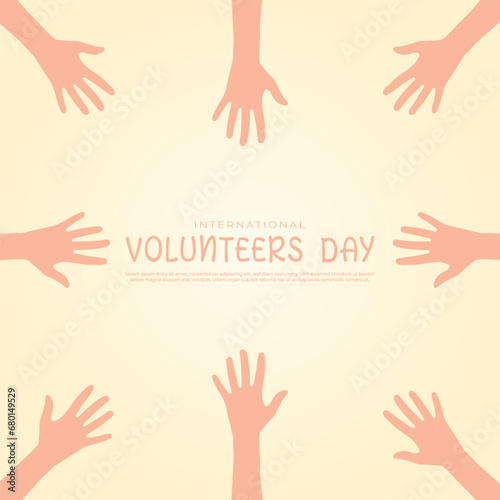 vector international volunteers day hand together banner design vector