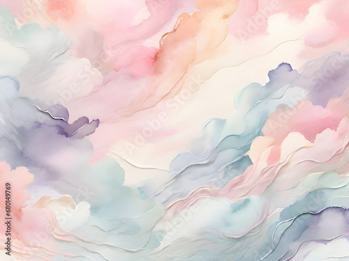 A mesmerizing background texture that evokes the feeling of a dreamy watercolor painting, with soft pastel hues and delicate brushstrokes. Image is generated with the use of an Artificial intelligence