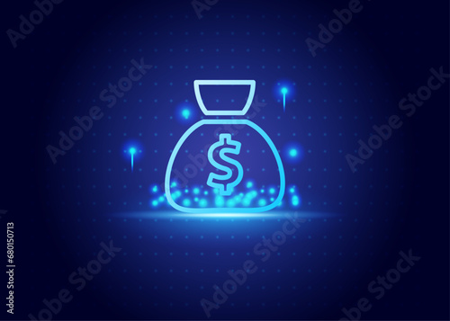 stock market futurist with blue and black color background