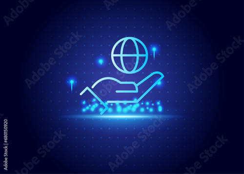 stock market futurist with blue and black color background