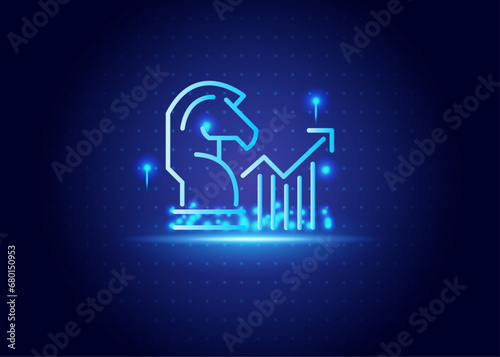 stock market futurist with blue and black color background
