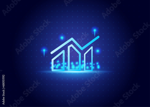 stock market futurist with blue and black color background