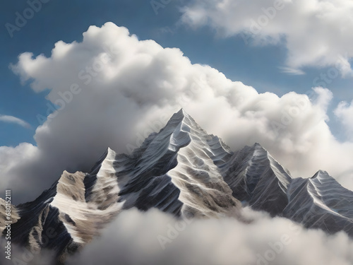 A unique background texture that combines the ruggedness of a rocky mountain range with the softness of a fluffy cloud. Image is generated with the use of an Artificial intelligence.