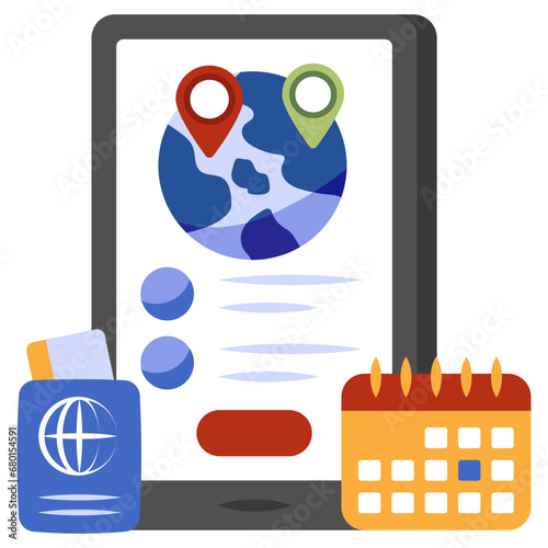 Pin with globe and smartphone denoting concept of mobile global location icon 

