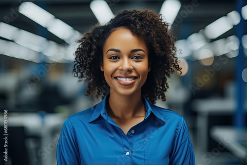 smiling young african woman in the office