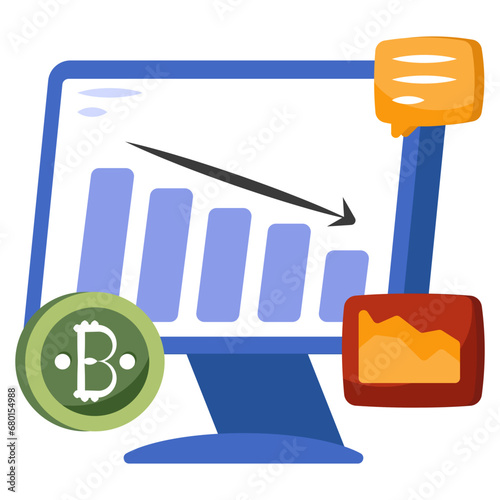 Premium download icon of bitcoin recession chart 

