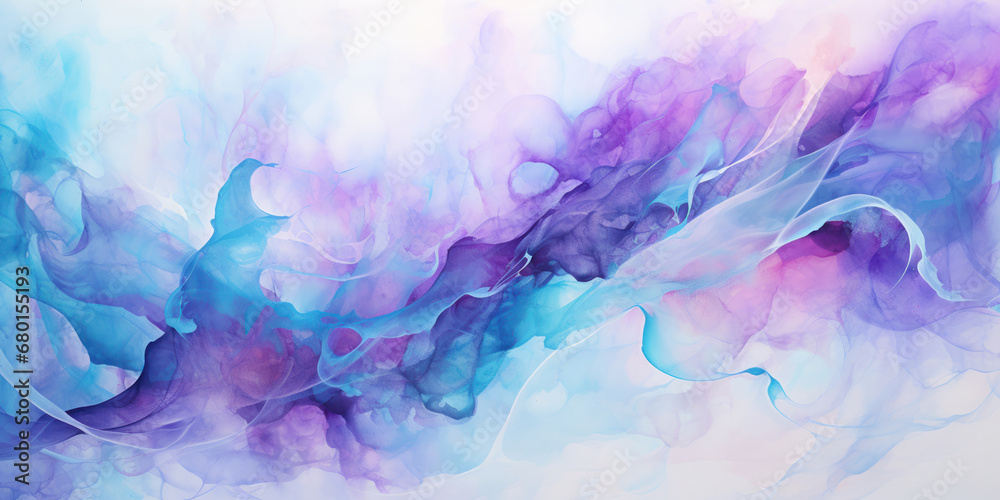 Blend of purple and aqua in an abstract watercolor artwork