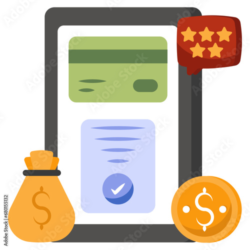     Card inside smartphone, icon of mobile card payment 

