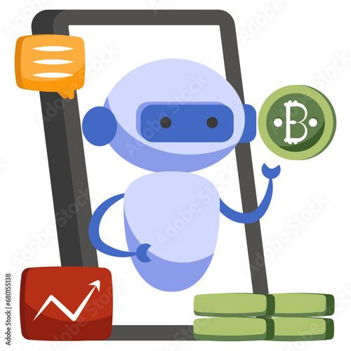 A colored design icon of mobile robot

