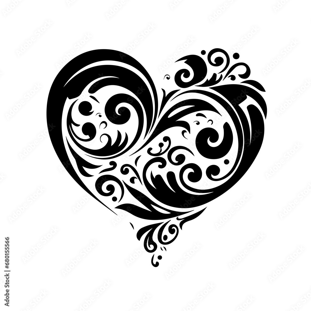 Heartfelt Embrace: Romantic Heart Vector - An Artistic Expression of Love in a Stylish and Decorative Design Heartfelt Embrace: Romantic Heart Vector - An Artistic Expression of Love in a Stylish and Decorative Design