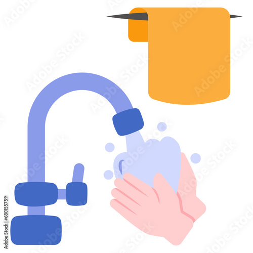 A beautiful design icon of washing hands