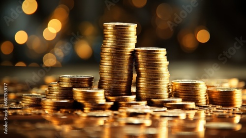 Money coin stack growing investment. Business Finance Save Money, target, aim, financial, currency, wealth, economy, saving, investment, growth, finance, insurance, inflation, generate by AI