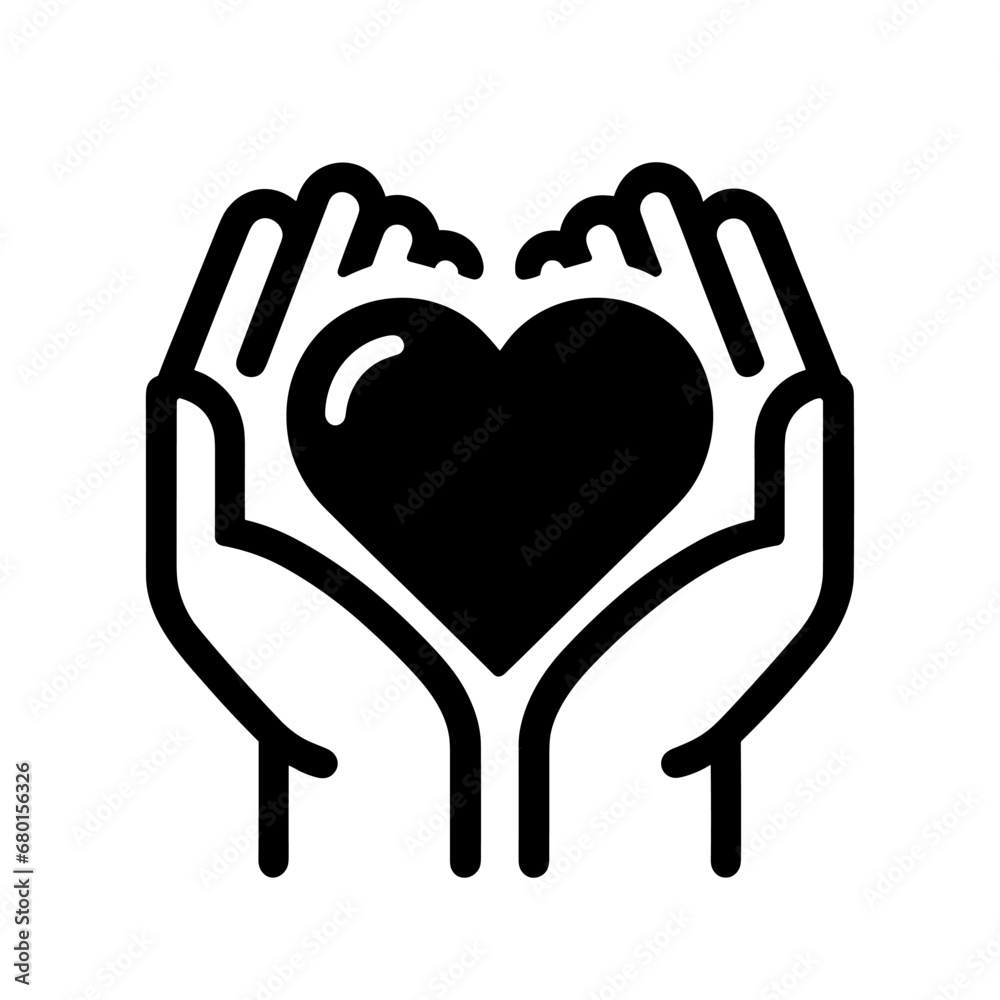 Heart in hands icon. Hands holding a heart. Symbol of love and care. Heart in hands icon. Hands holding a heart. Symbol of love and care.