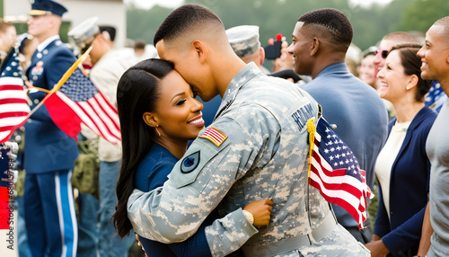 Greetings on your military return, father, fun, happiness, talking, together, smile, school, student, sitting, group, person, lifestyle,