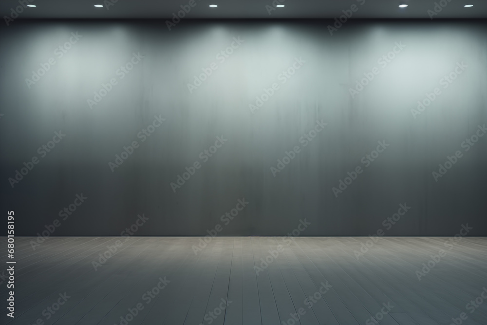 The empty wall has a down light for illumination. The empty wall has a down light for illumination.