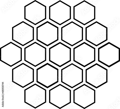 Sleek Elegance: Black Outline Honeycomb Vector - Contemporary Design with Hexagonal Harmony and Stylish Minimalism