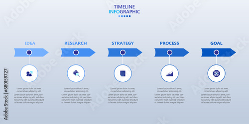 Infographic template for business. Modern Timeline infograph with 5 steps. photo