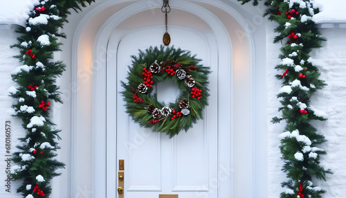 Festive Elegance Christmas Wreath Adorning the Entryway