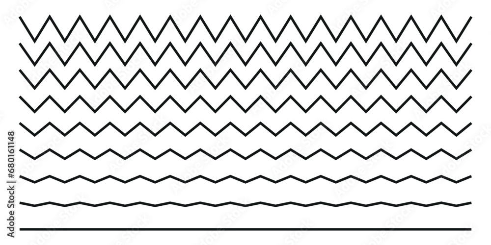 Vector from a zigzag line to a straight line on white background.