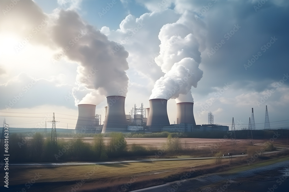 Industrial factory emitting poisonous fumes with smoke stack. Industrial factory emitting poisonous fumes with smoke stack.