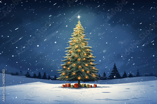 Christmas Tree Holiday Scene
