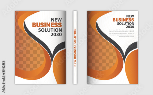 Business book cover design template with white background.