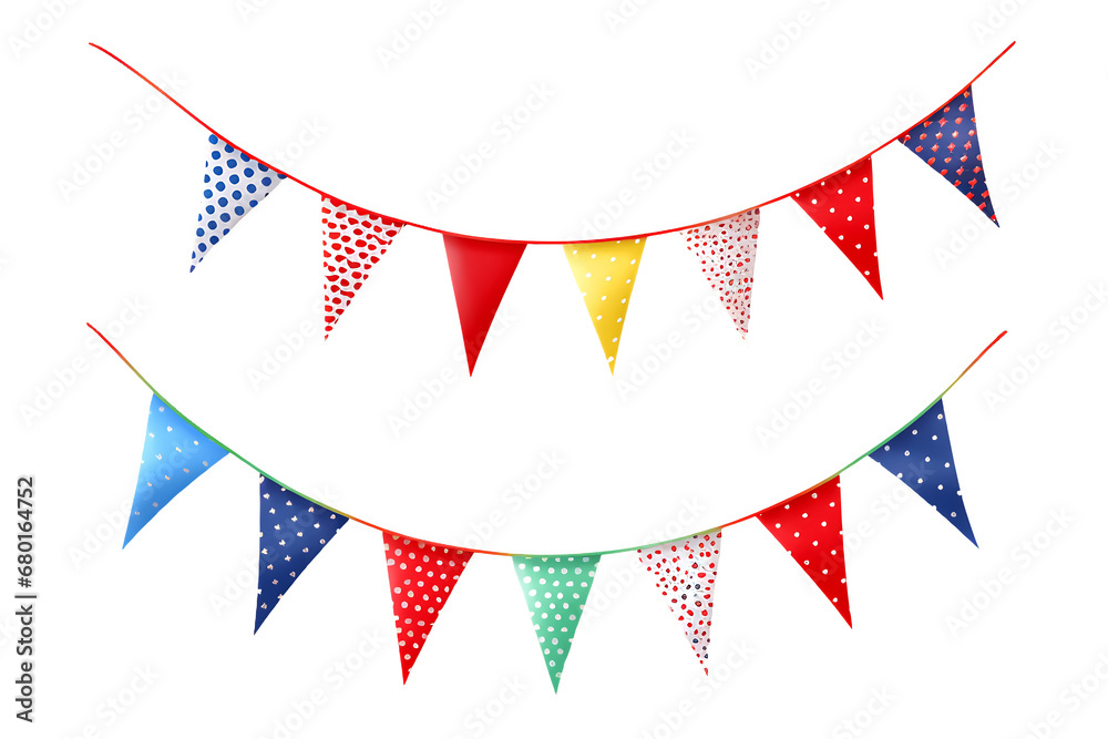 Party bunting flags on isolated with transparent concept