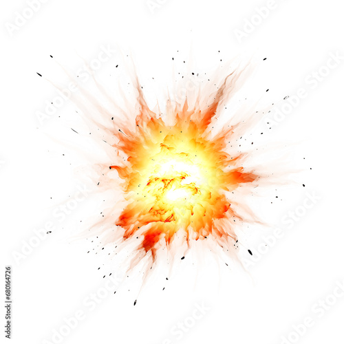 Realistic muzzle flash effect on isolated with transparent concept photo