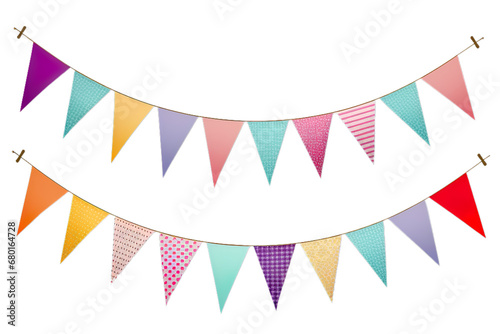 Party bunting flags on isolated with transparent concept photo