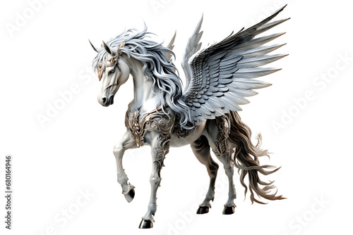 Unicorn warrior with wing on isolated with transparent concept