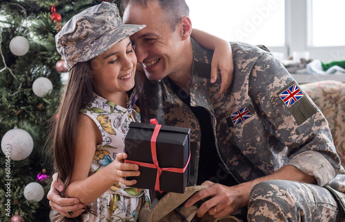 Happy reunion of british soldier and his little daughter.