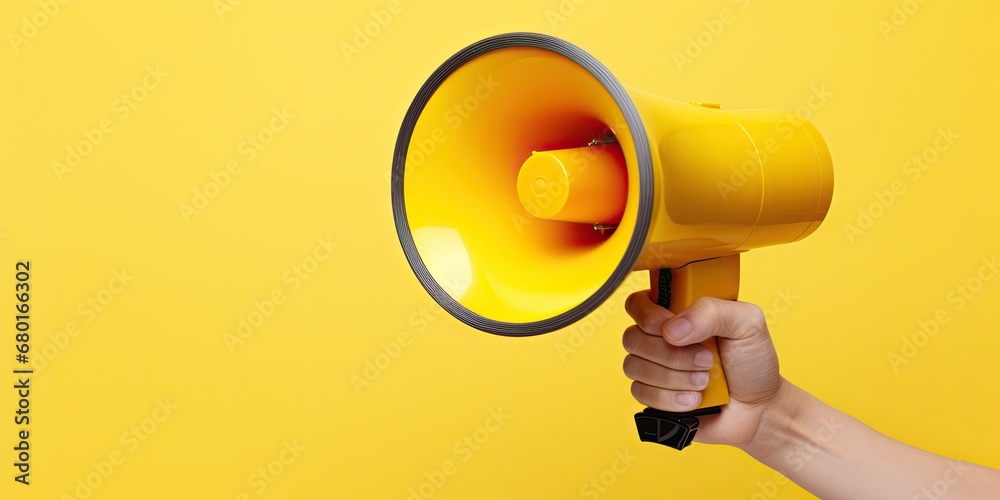 powerful of hand gripping a megaphone, conveying messages with authority, amplified communication, and impactful announcements. powerful of hand gripping a megaphone, conveying messages with authority, amplified communication, and impactful announcements.