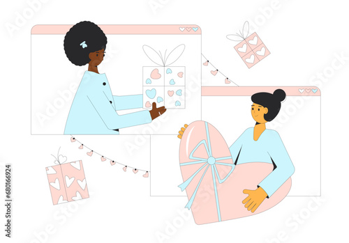 Virtual dating. Valentine's Day gift exchange.
