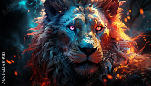 beautiful lion with fierce eyes