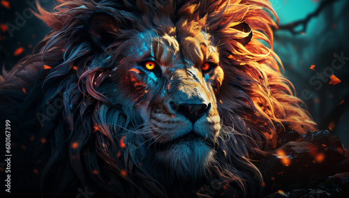 beautiful lion with fierce eyes