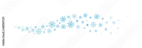 decorative hand drawn winter background with snowflakes wave, snow, stars, design elements on white
