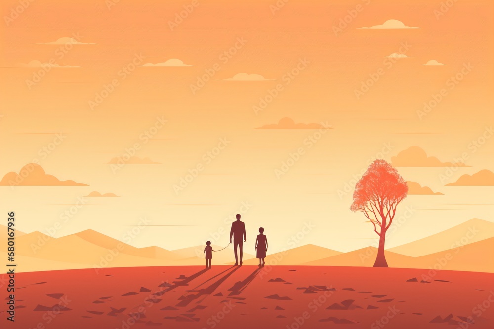 Obraz premium Banner design for good parenting with parents playing with his kids