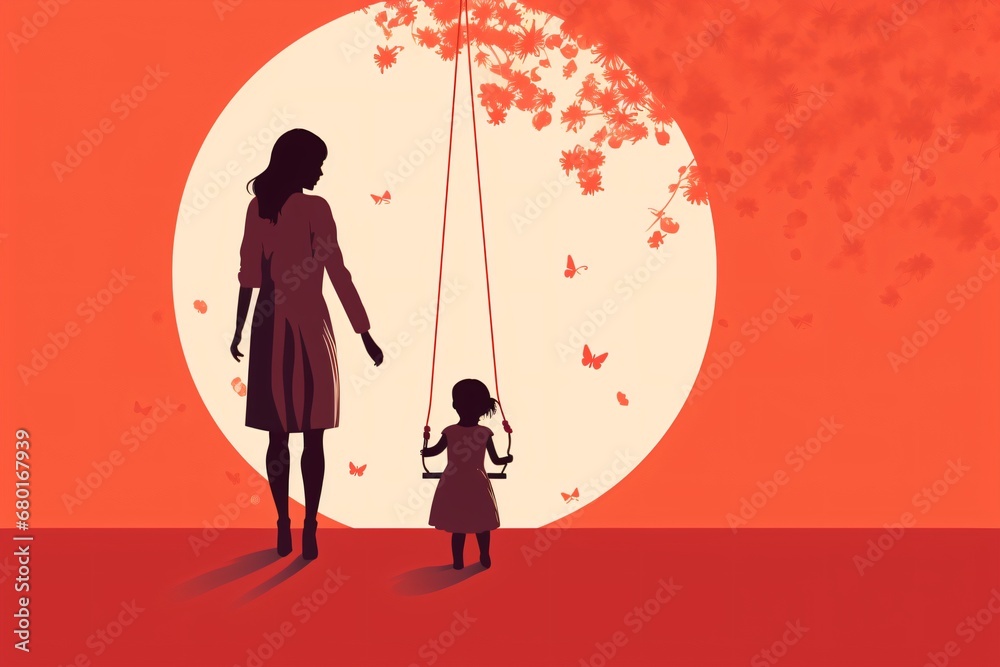 Graphic illustration of good parenting with the parent playing with their kid
