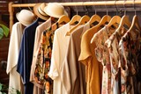 Fashionable apparel closet shopping store dress hanger hang retail clothes wear boutique