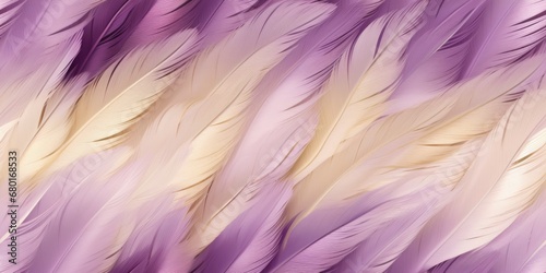 A close up of a bunch of purple and white feathers. Purple, ombre and white abstract background. © tilialucida