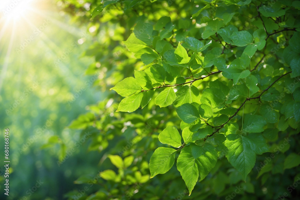 Green leaves with sunlight blurred background Green leaves with sunlight blurred background