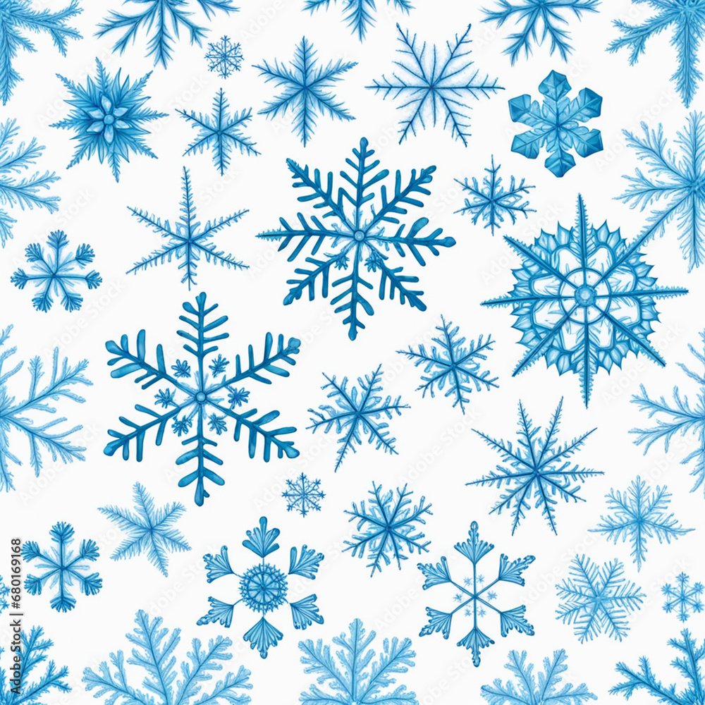 set of different snowflakes