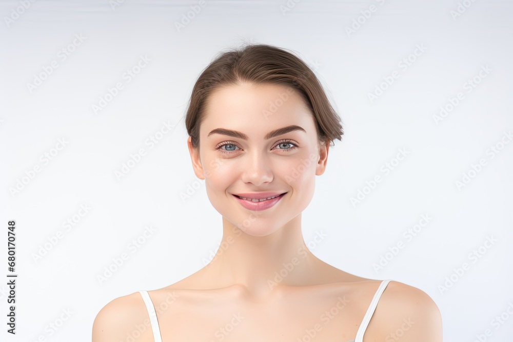 Portrait of a happy, confident, and healthy Caucasian woman with glowing skin and positivity. Generative AI Portrait of a happy, confident, and healthy Caucasian woman with glowing skin and positivity. Generative AI