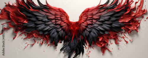 angel wings and red black wings on a white background